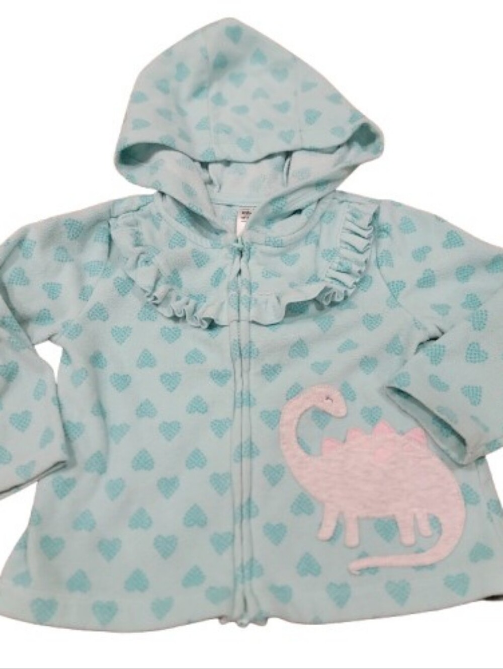 Child of Mine Zip Front Hooded Jacket Girls 18M Green Long Sleeve Coat Dinosaur